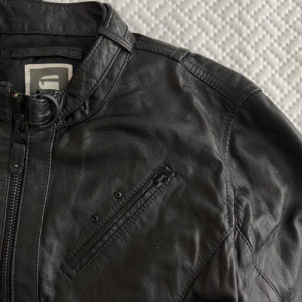 G-Star Biker Leather Jacket - Picture 5 of 13